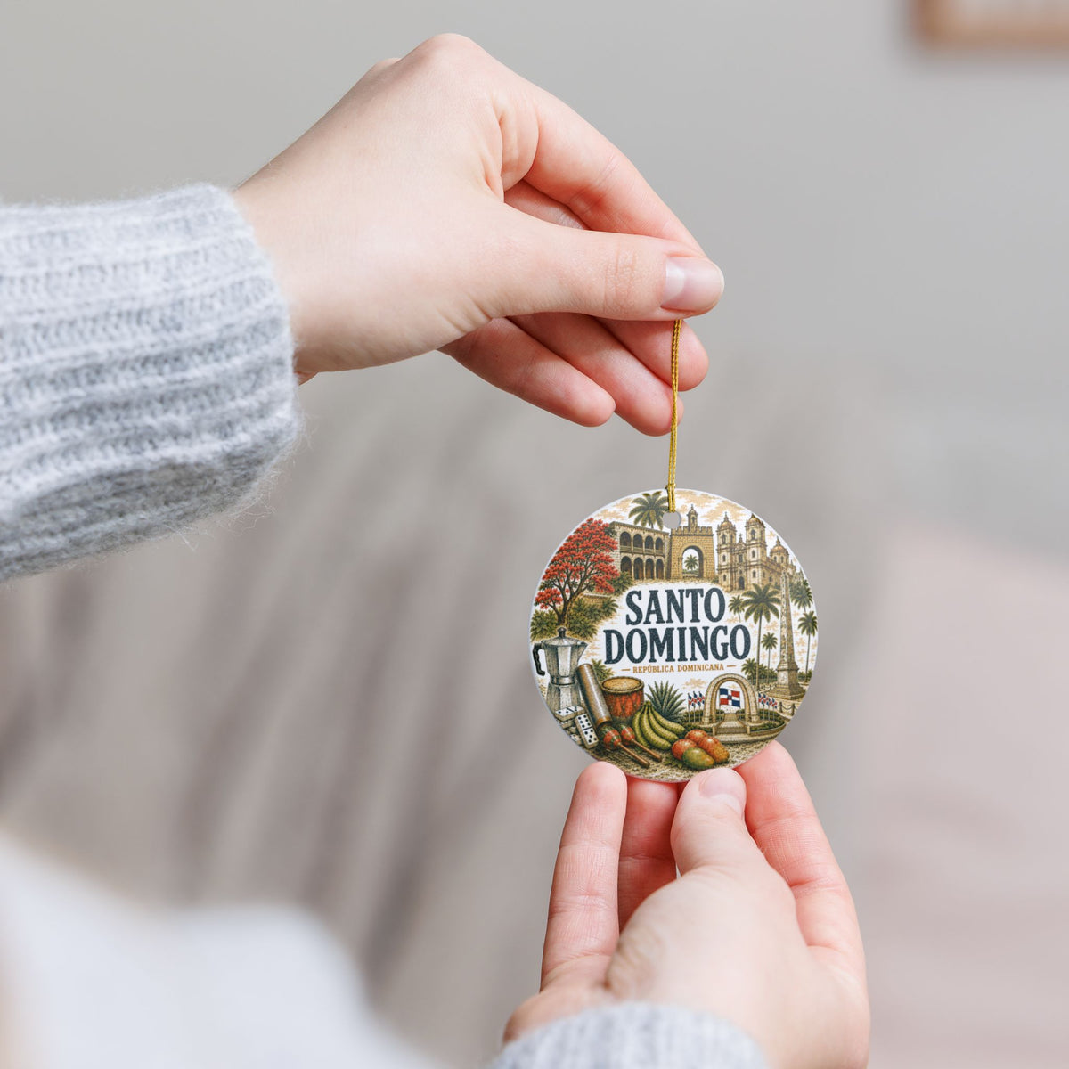 Santo Domingo Dominican Republic Ornament β Illustrated Ceramic Keepsake