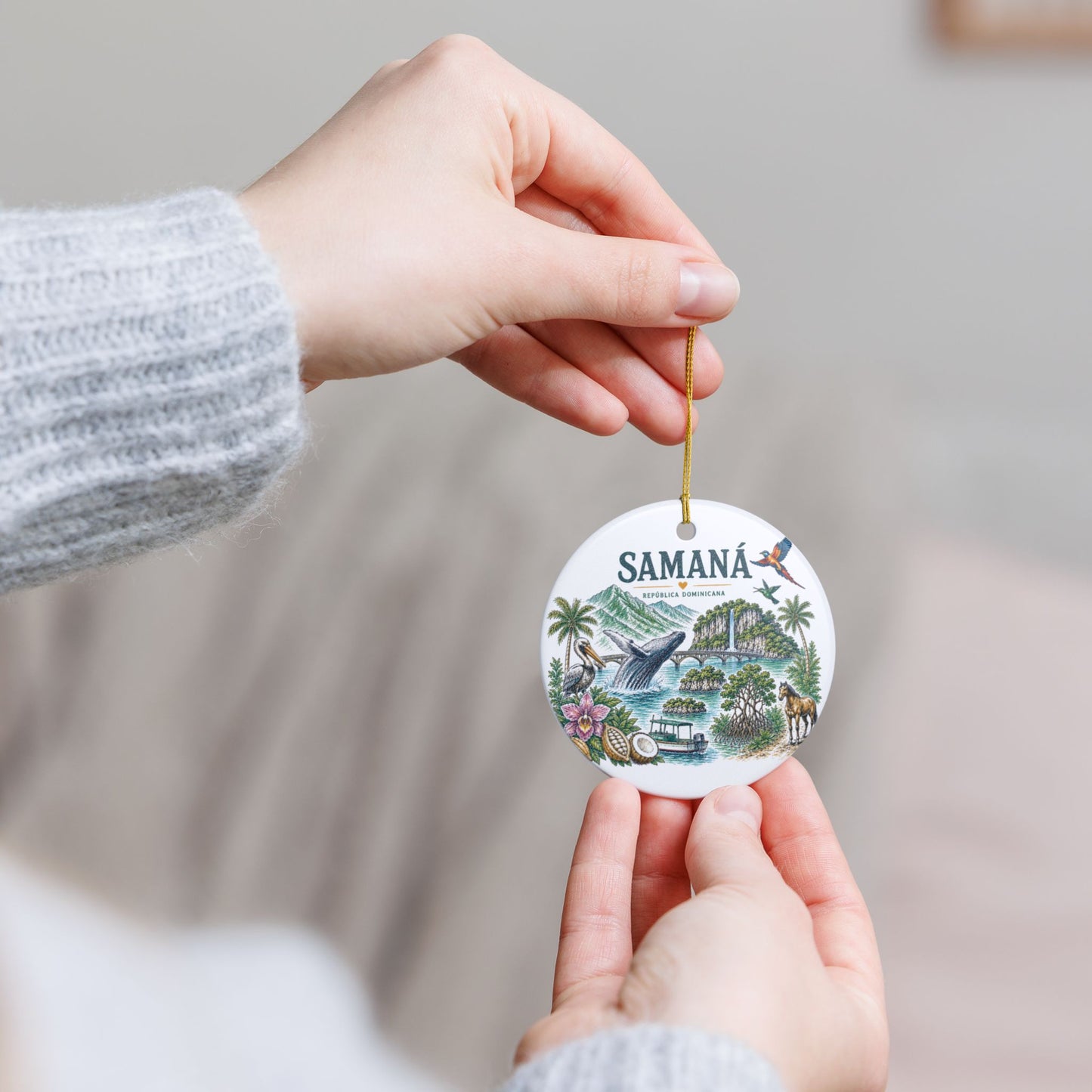 Samaná Dominican Republic Scene Illustration Ornament