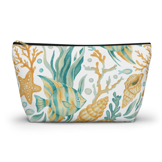 Coastal Coral Reef Cosmetic Pouch | Zipper Makeup Bag