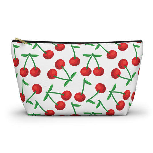 Cherry Pattern Cosmetic Pouch | Zipper Makeup Bag