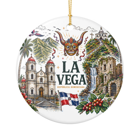 La Vega Dominican Republic Ornament – Illustrated Ceramic Keepsake