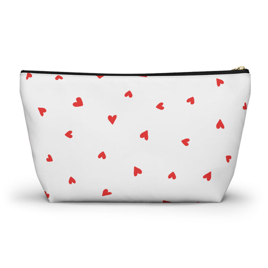 Heart Print Cosmetic Pouch | Zipper Makeup Bag