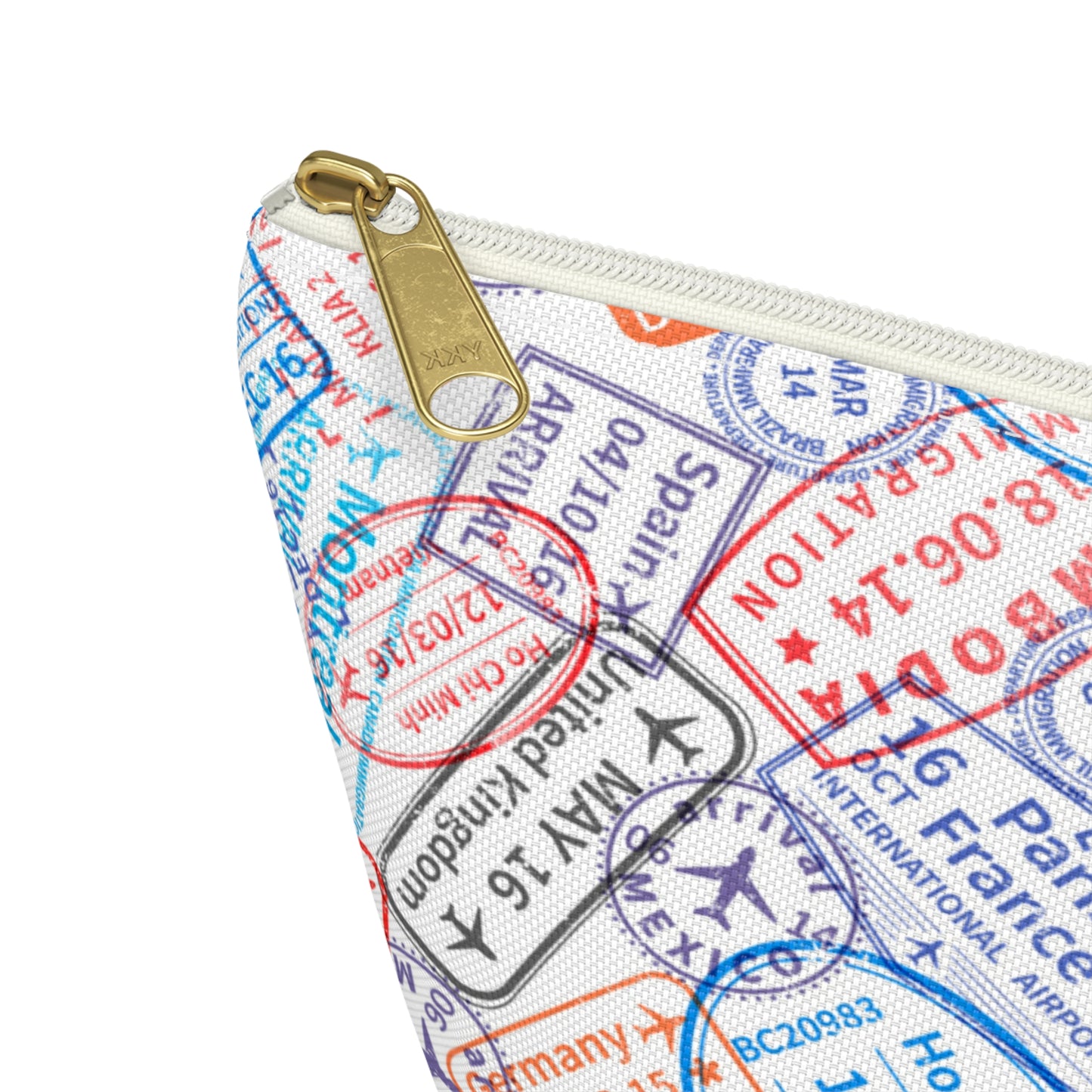 Travel Passport Stamp Cosmetic Pouch | Zipper Makeup Bag