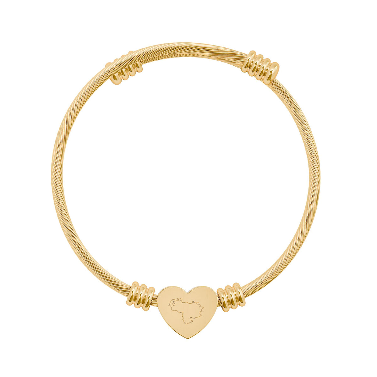Gold Venezuela heart bracelet with engraved country map