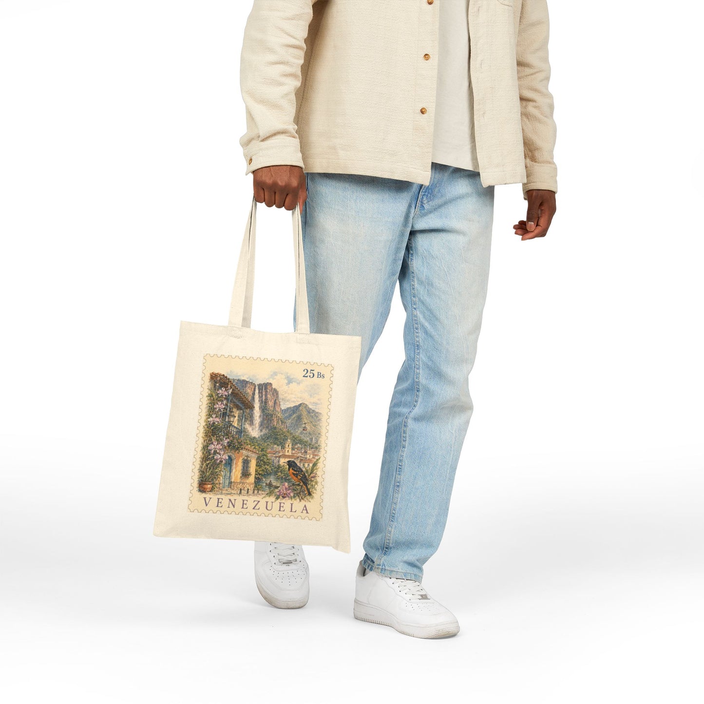 Venezuela Vintage Postage Stamp Canvas Tote Bag | Eco-Friendly Reusable Shopping Bag