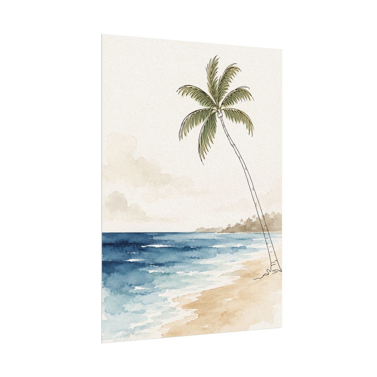 Coastal Beach Wall Art – Neutral Tropical Palm Tree Print