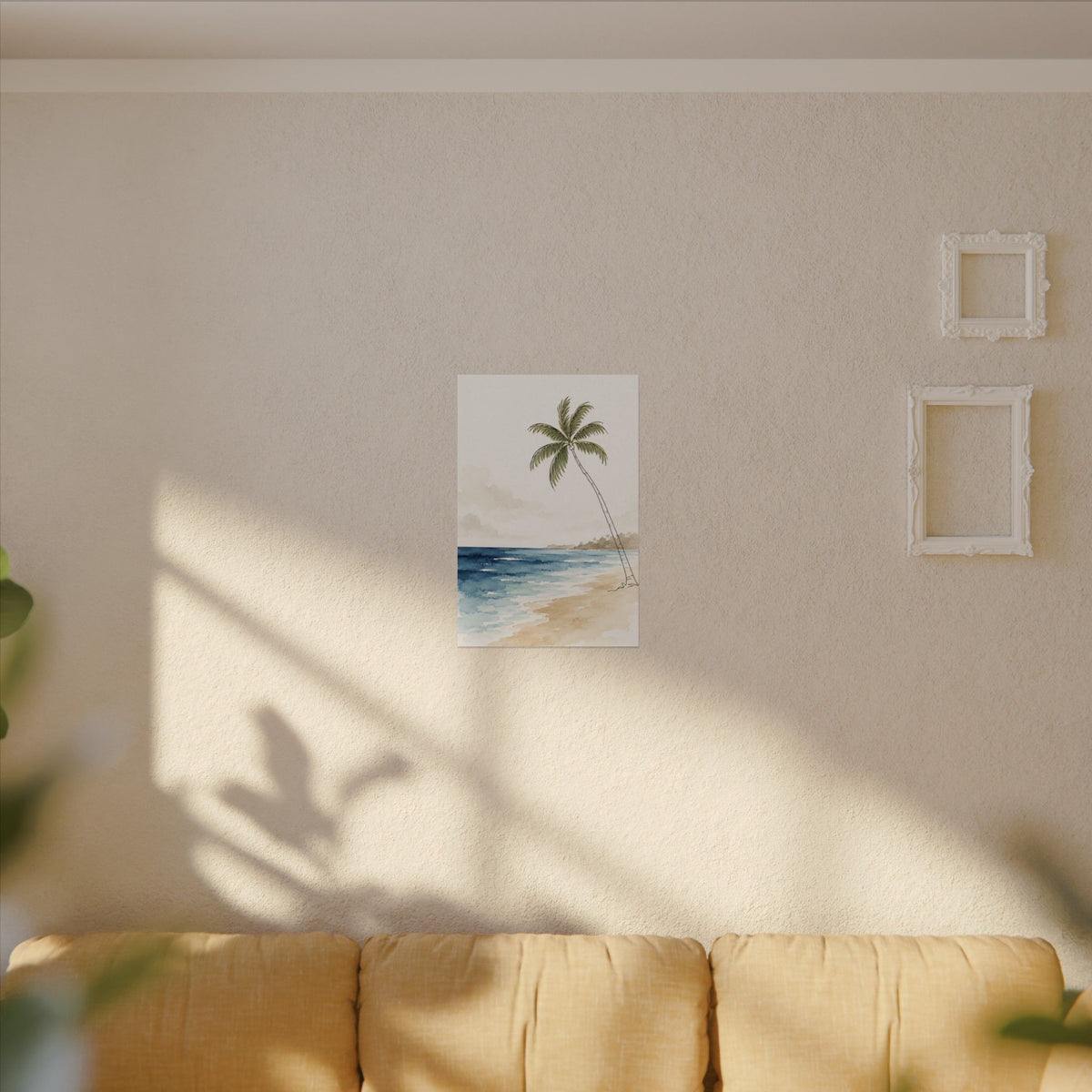 Coastal Beach Wall Art – Neutral Tropical Palm Tree Print