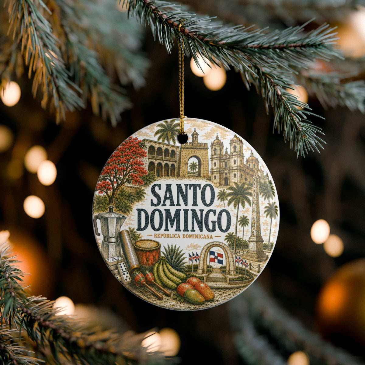 Santo Domingo Dominican Republic Ornament – Illustrated Ceramic Keepsake