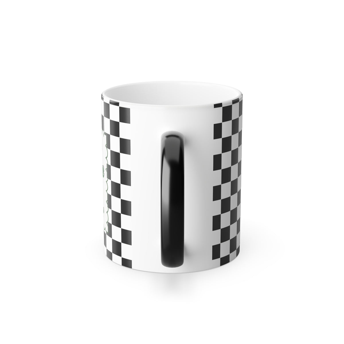 More Coffee Por Favor Color Changing Mug – Black & White Checkerboard Coffee Cup