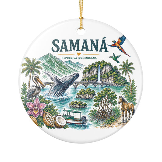 Samaná Dominican Republic Ornament – Illustrated Ceramic Keepsake