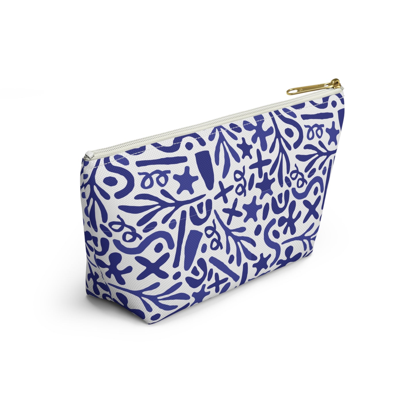 Blue Doodle Cosmetic Pouch | Zipper Makeup Bag