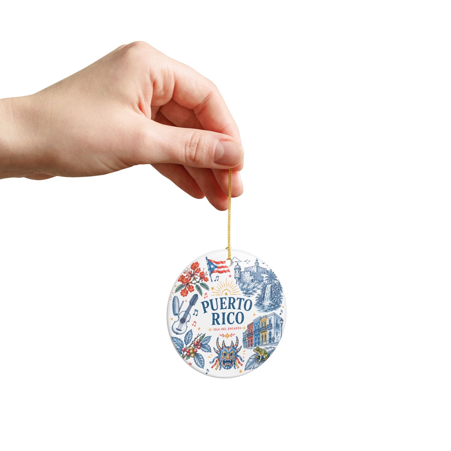 Puerto Rico Ceramic Ornament — Isla del Encanto Holiday Decoration