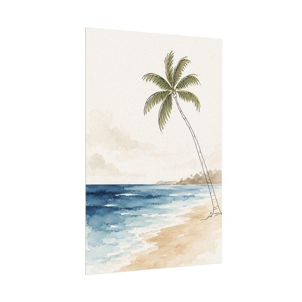 Coastal Beach Wall Art – Neutral Tropical Palm Tree Print