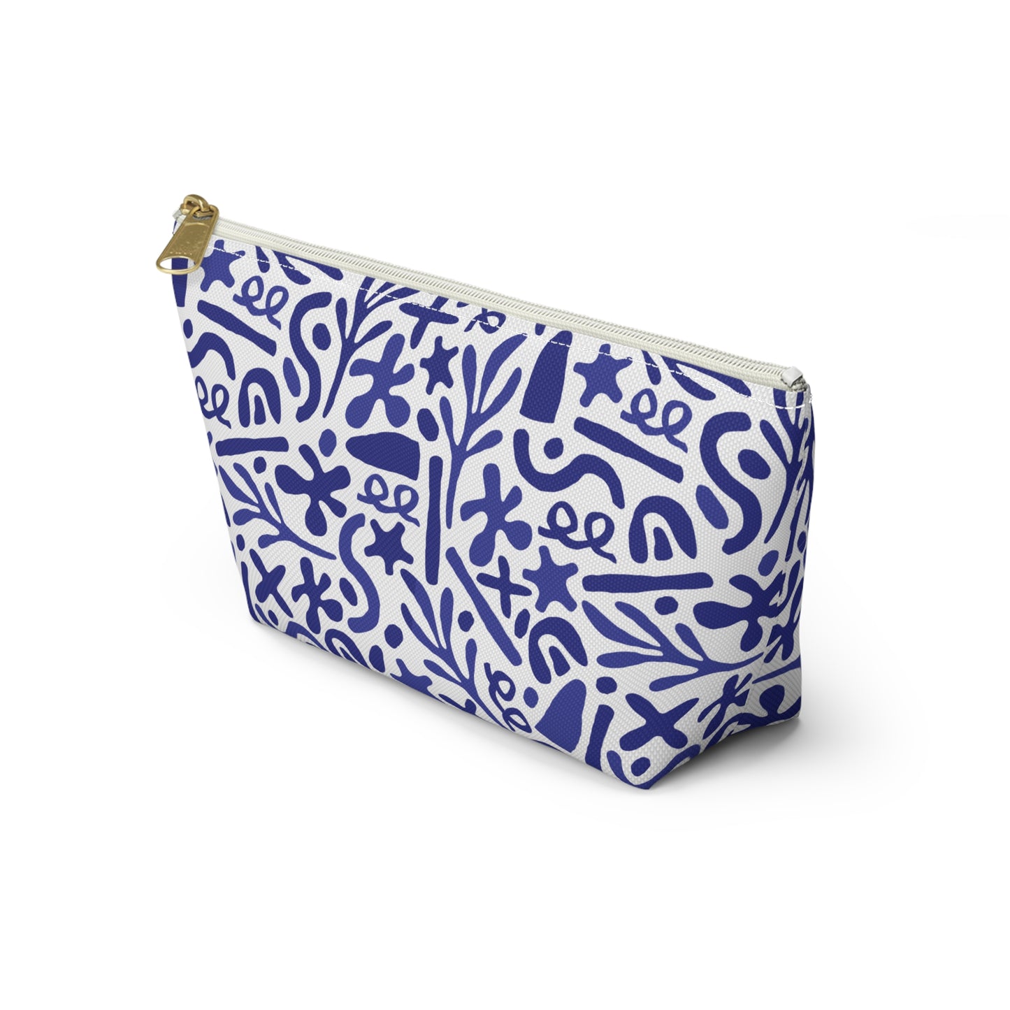 Blue Doodle Cosmetic Pouch | Zipper Makeup Bag