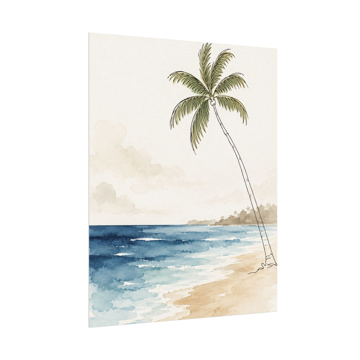 Coastal Beach Wall Art – Neutral Tropical Palm Tree Print