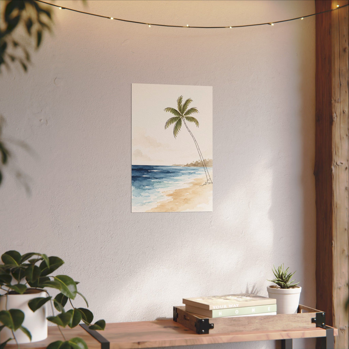 Coastal Beach Wall Art – Neutral Tropical Palm Tree Print