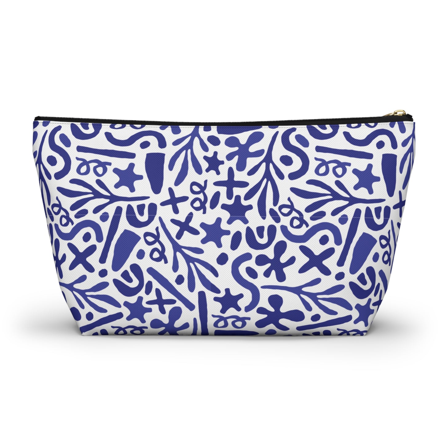Blue Doodle Cosmetic Pouch | Zipper Makeup Bag