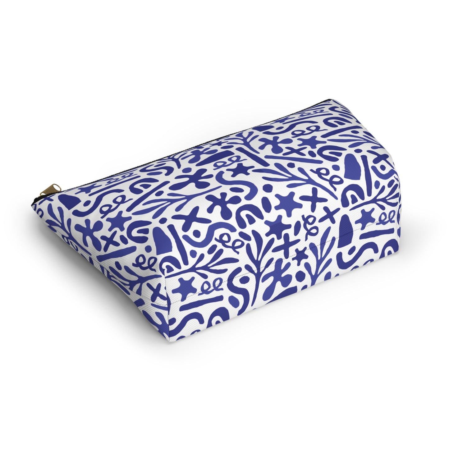 Blue Doodle Cosmetic Pouch | Zipper Makeup Bag