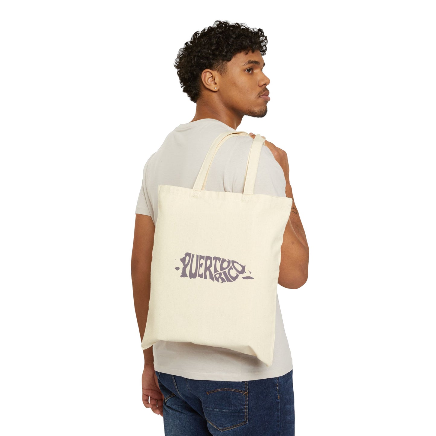 Puerto Rico Vintage Postage Stamp Canvas Tote Bag | Eco-Friendly Reusable Shopping Bag