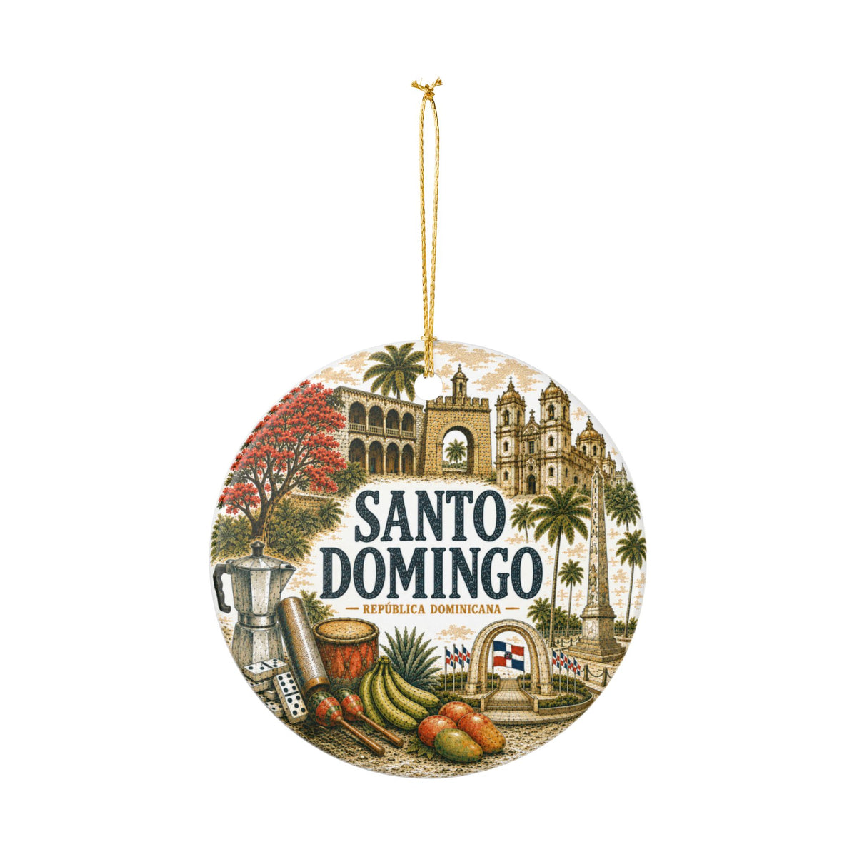 Santo Domingo Dominican Republic Ornament – Illustrated Ceramic Keepsake