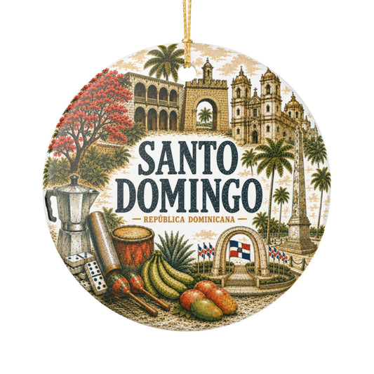 Santo Domingo Dominican Republic Ornament – Illustrated Ceramic Keepsake