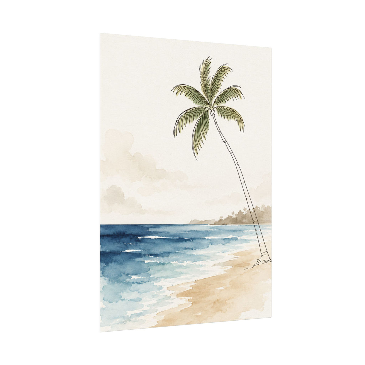 Coastal Beach Wall Art – Neutral Tropical Palm Tree Print