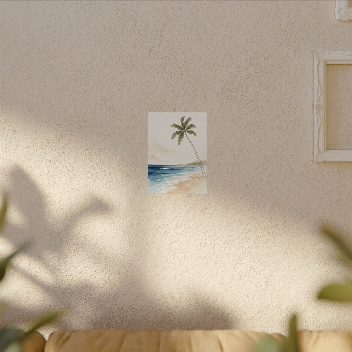 Coastal Beach Wall Art – Neutral Tropical Palm Tree Print