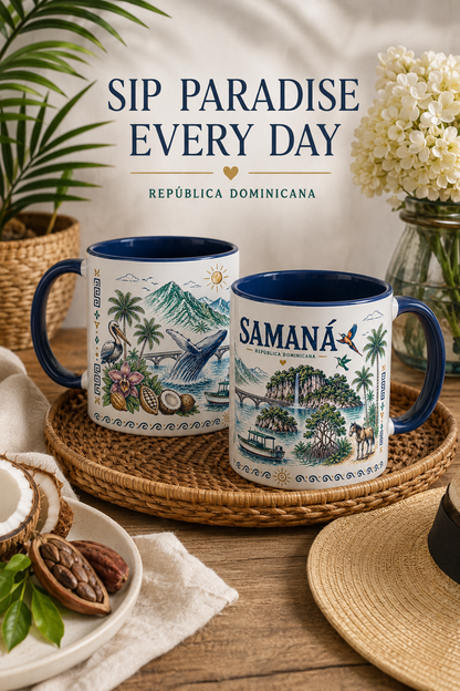 Samana Dominican Republic Coffee Mug — Illustrated Island Travel Souvenir (11/15oz)