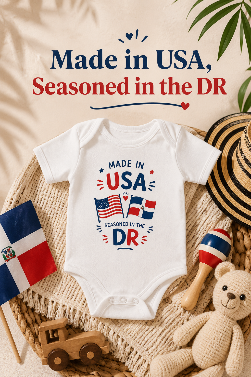 Dominican Baby Onesie | Made in USA Seasoned in Dominican Republic Bodysuit | Dominican Baby Gift