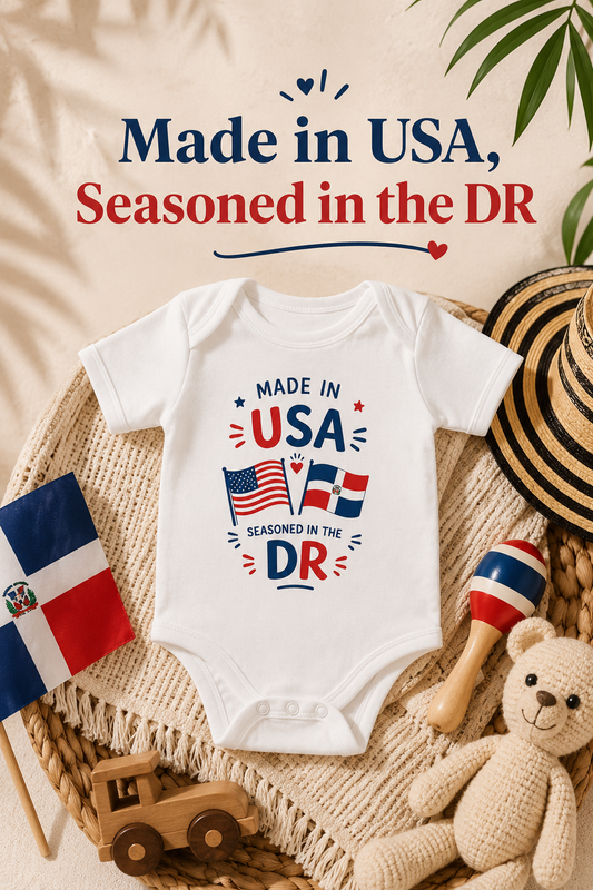 Dominican Baby Onesie | Made in USA Seasoned in Dominican Republic Bodysuit | Dominican Baby Gift