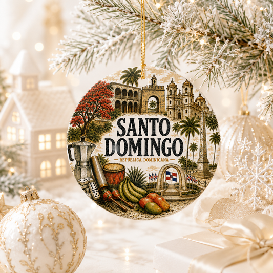 Santo Domingo Dominican Republic Ornament – Illustrated Ceramic Keepsake