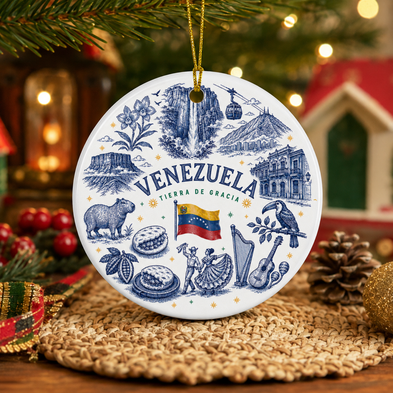 Venezuela Illustration Ceramic Ornament
