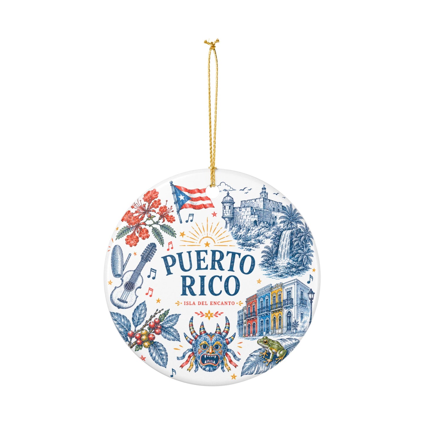Puerto Rico Ceramic Ornament — Isla del Encanto Holiday Decoration