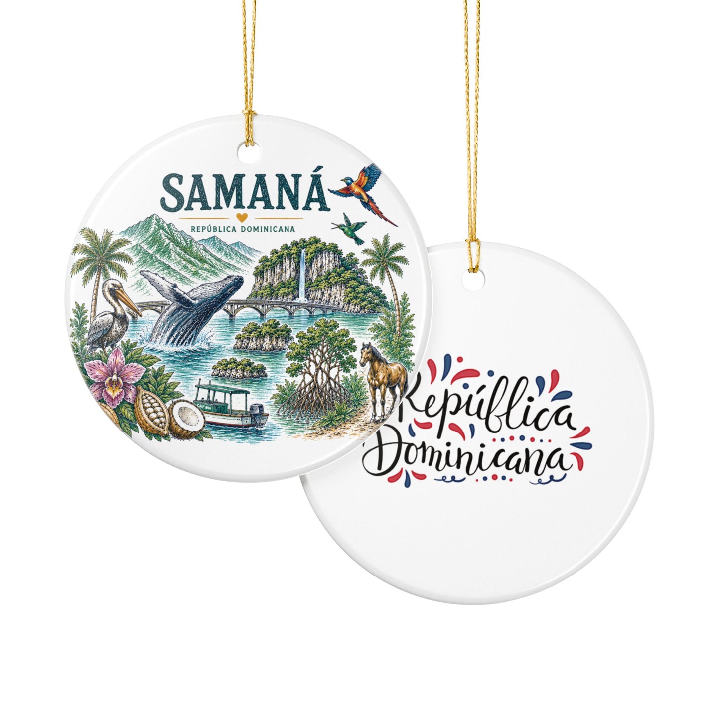 Samaná Dominican Republic Scene Illustration Ornament