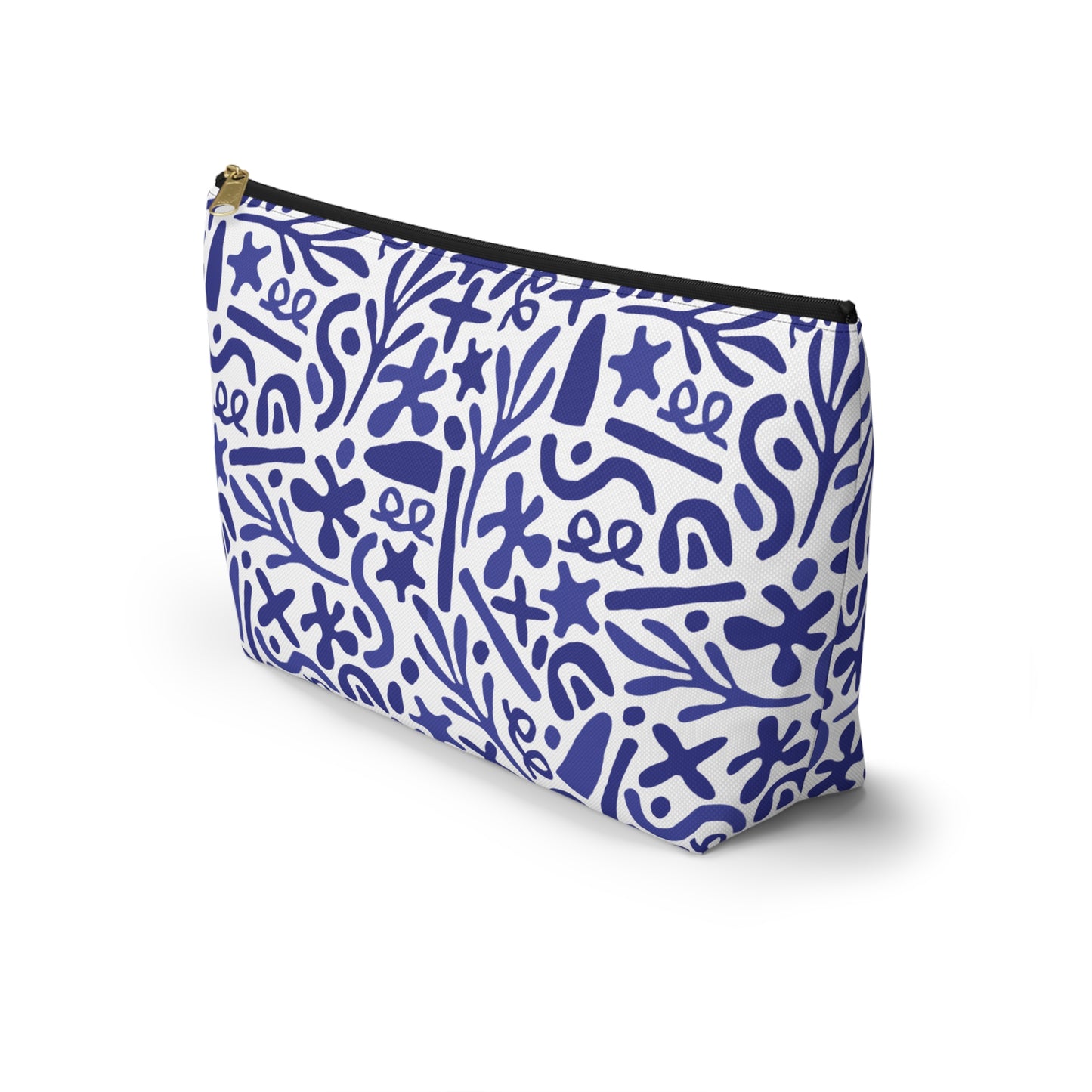 Blue Doodle Cosmetic Pouch | Zipper Makeup Bag