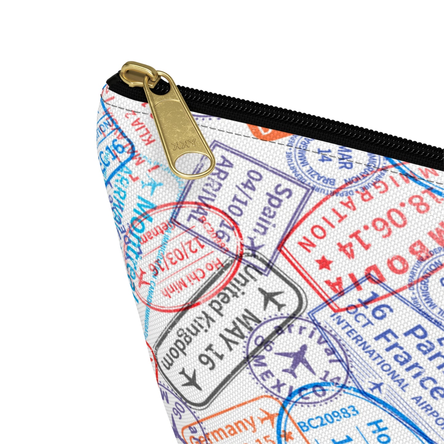 Travel Passport Stamp Cosmetic Pouch | Zipper Makeup Bag