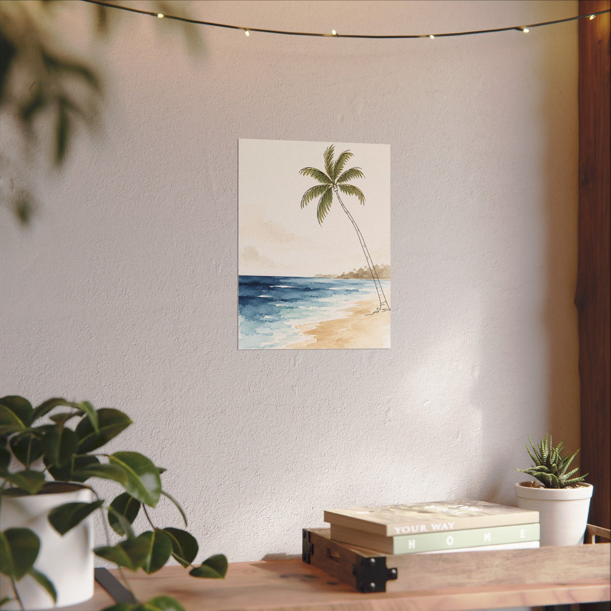 Coastal Beach Wall Art – Neutral Tropical Palm Tree Print