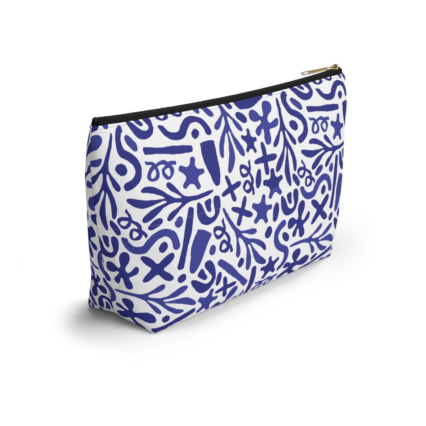 Blue Doodle Cosmetic Pouch | Zipper Makeup Bag