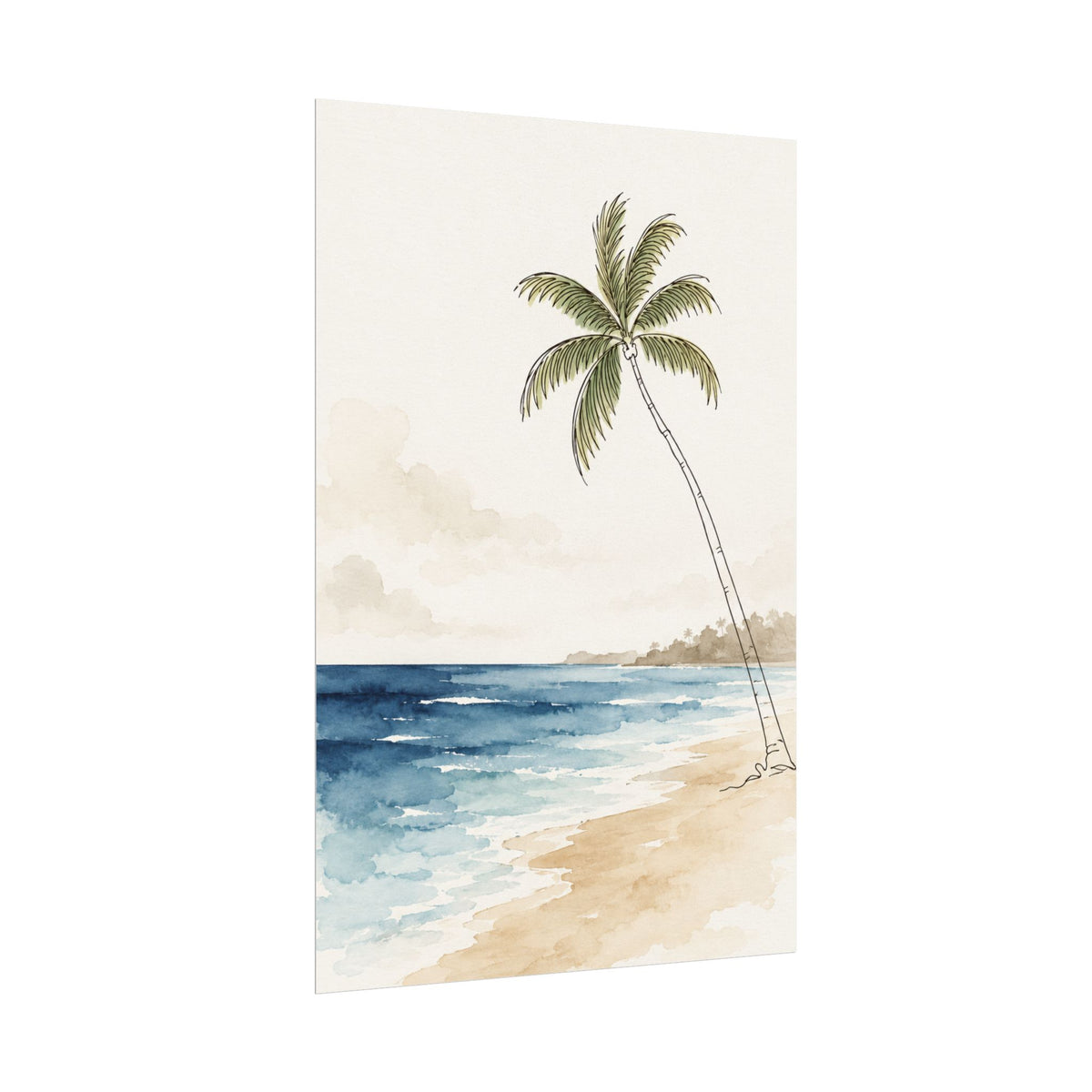 Coastal Beach Wall Art – Neutral Tropical Palm Tree Print