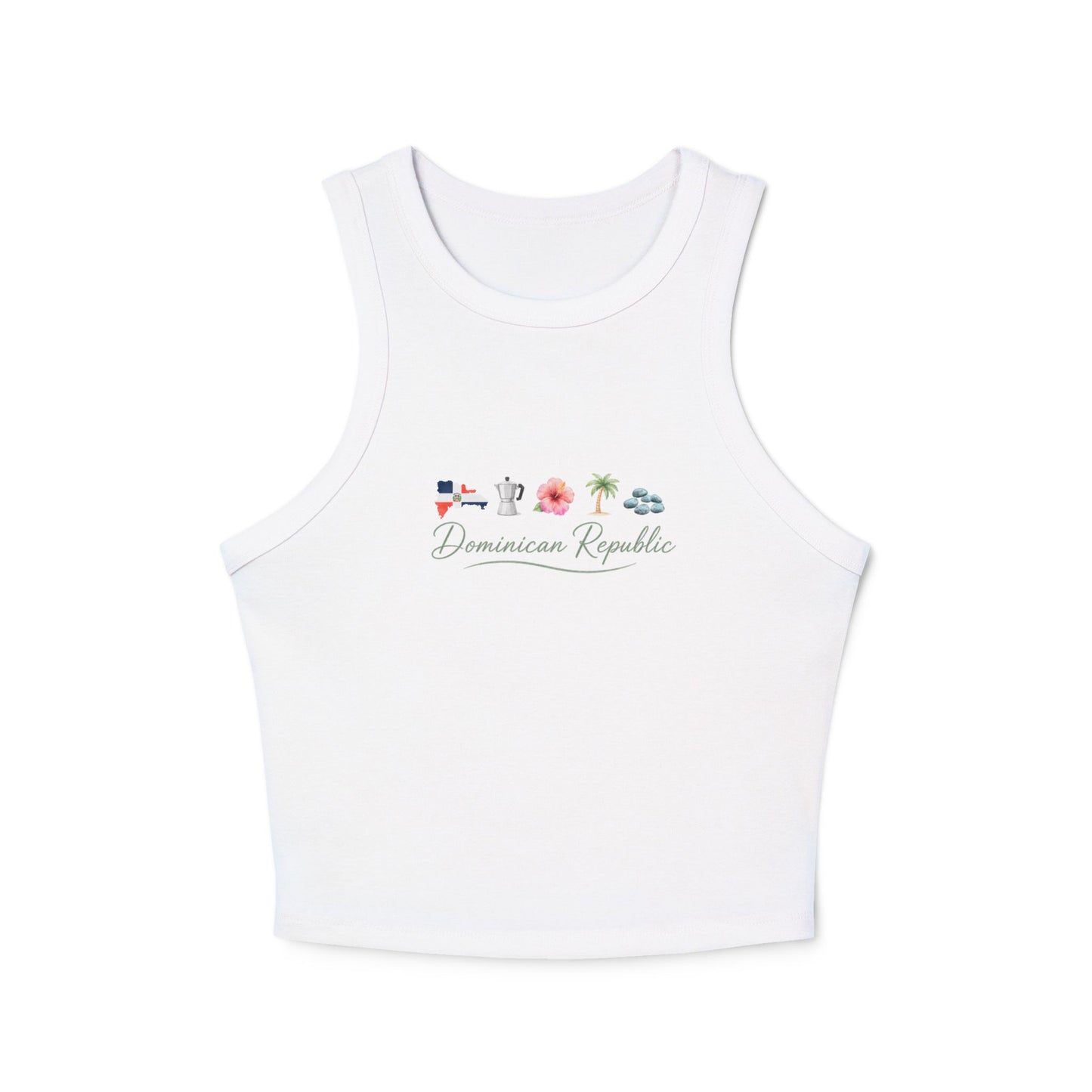 Dominican Republic Women's Cropped Tank Top | Minimalist Caribbean Graphic Racerback Tank