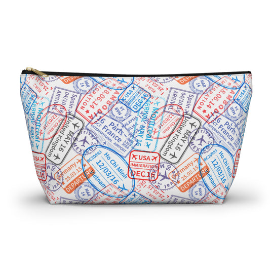 Travel Passport Stamp Cosmetic Pouch | Zipper Makeup Bag
