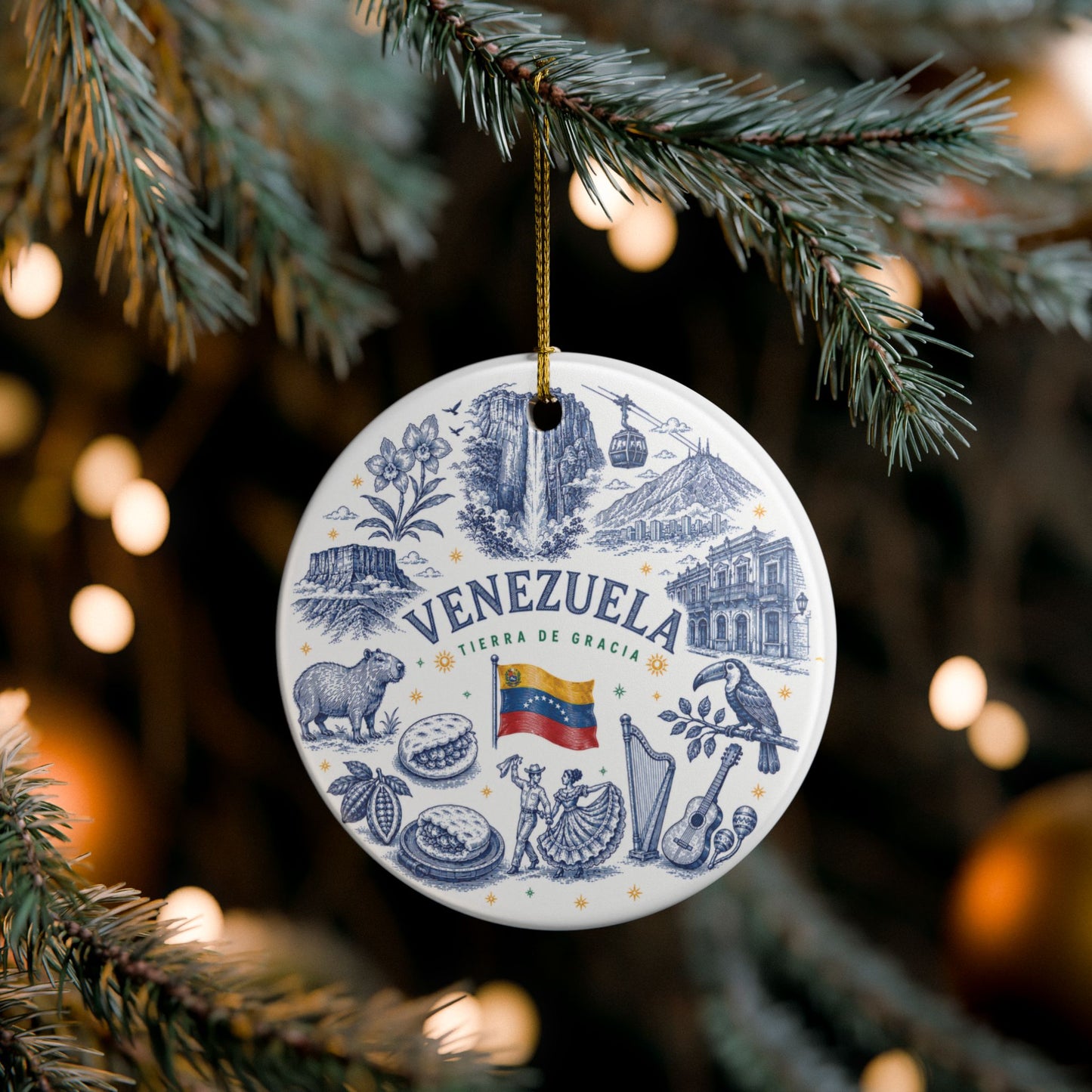 Venezuela Illustration Ceramic Ornament