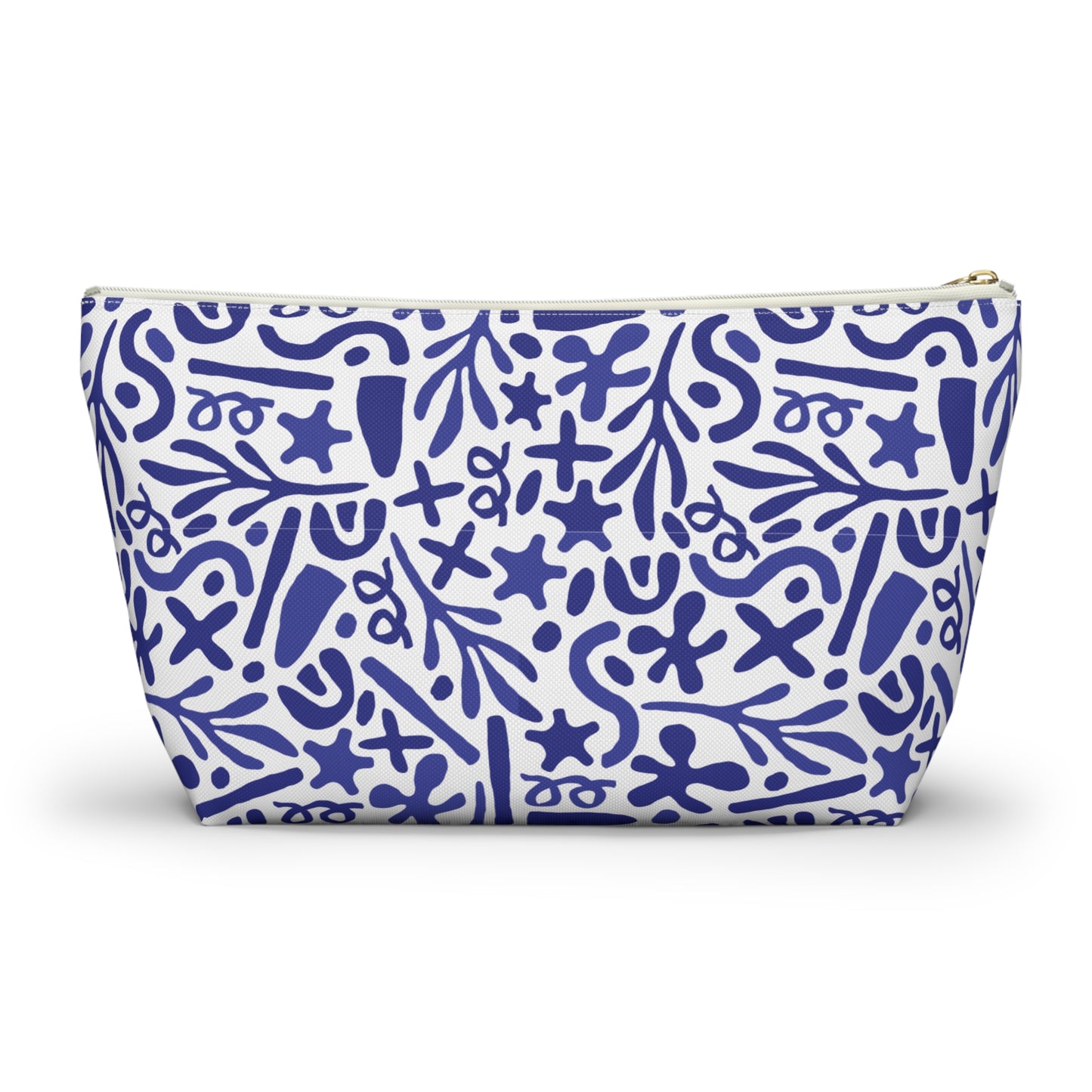 Blue Doodle Cosmetic Pouch | Zipper Makeup Bag