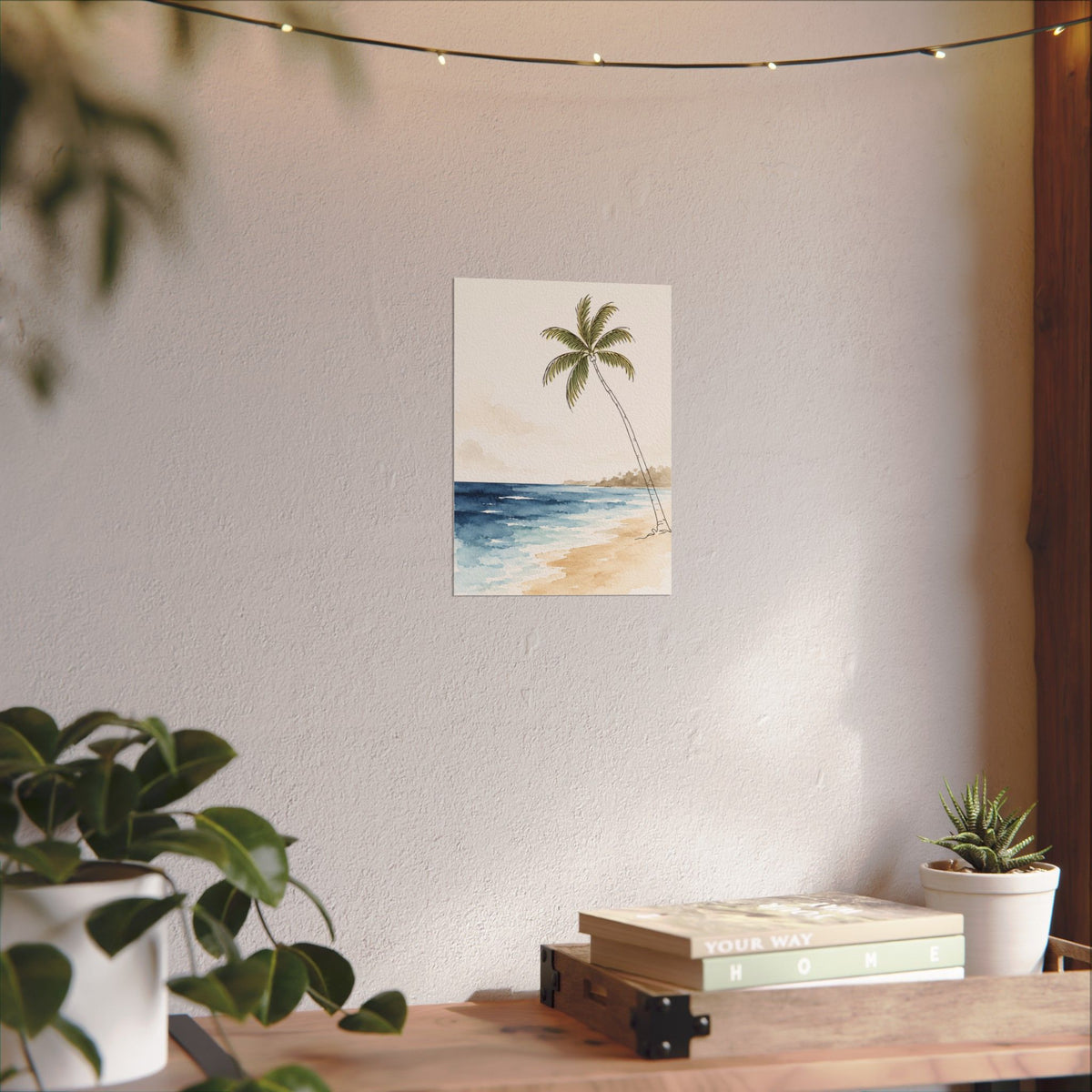 Coastal Beach Wall Art – Neutral Tropical Palm Tree Print