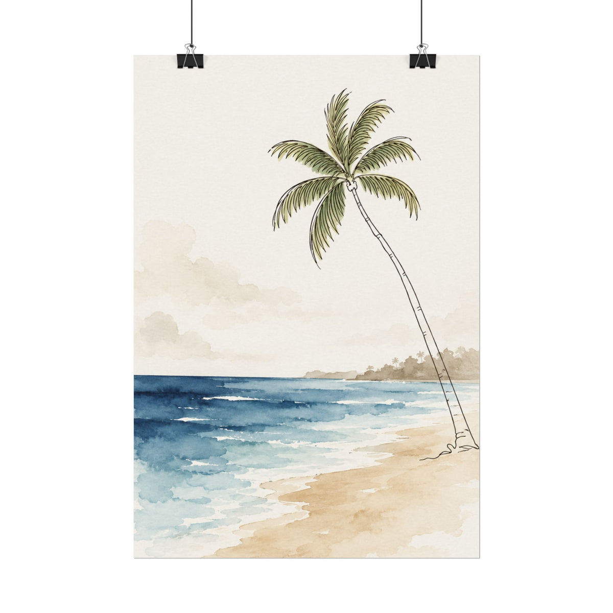 Coastal Beach Wall Art – Neutral Tropical Palm Tree Print