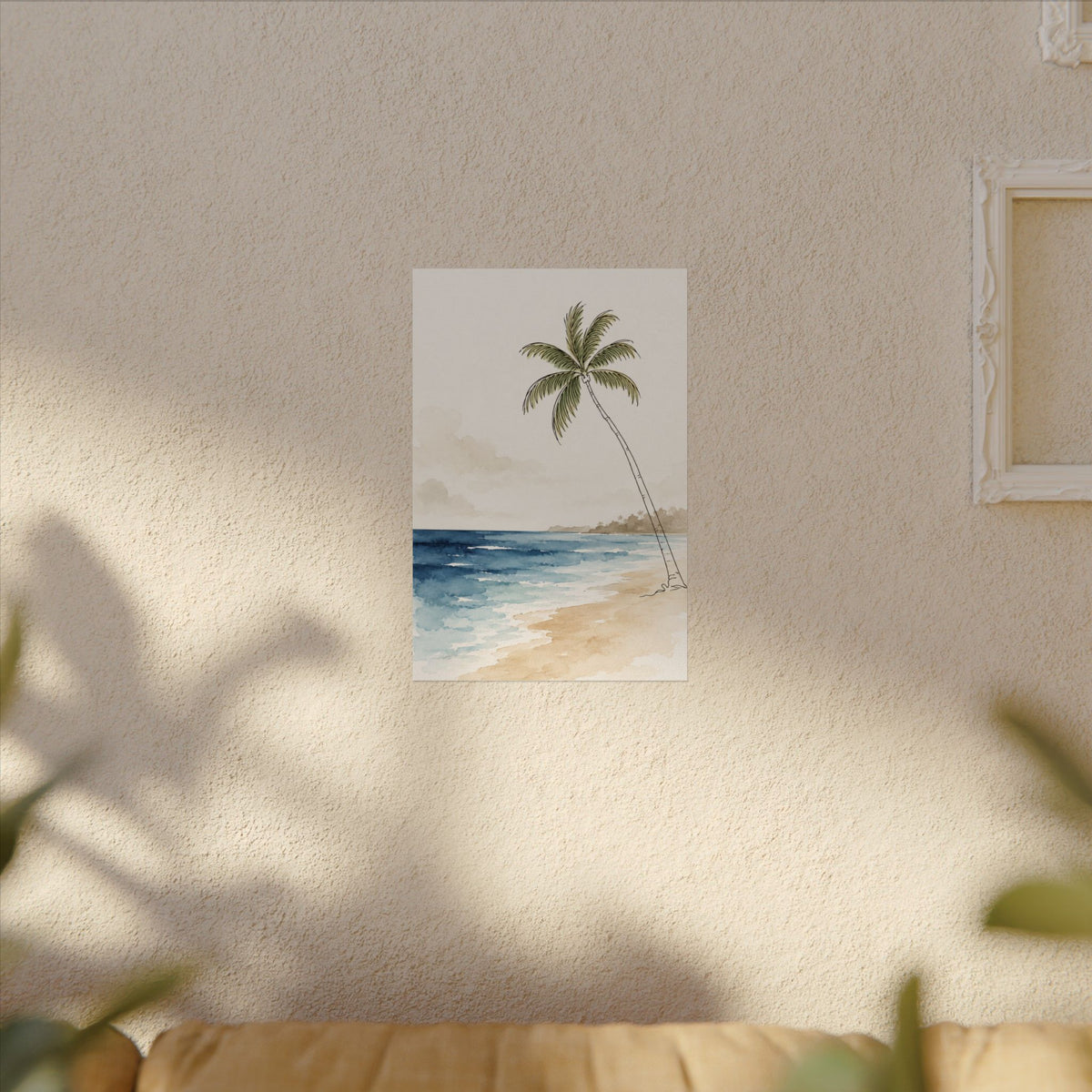 Coastal Beach Wall Art – Neutral Tropical Palm Tree Print