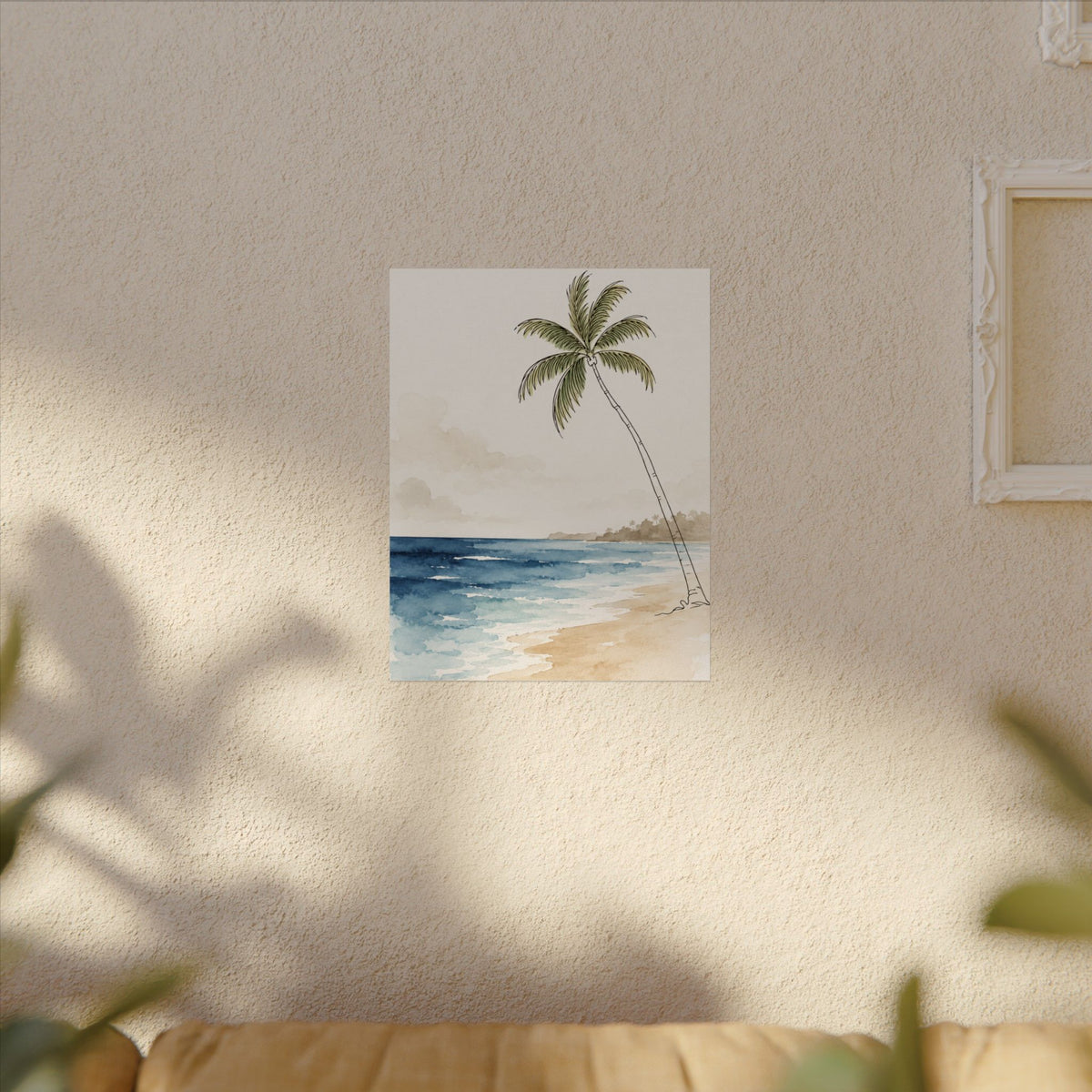 Coastal Beach Wall Art – Neutral Tropical Palm Tree Print