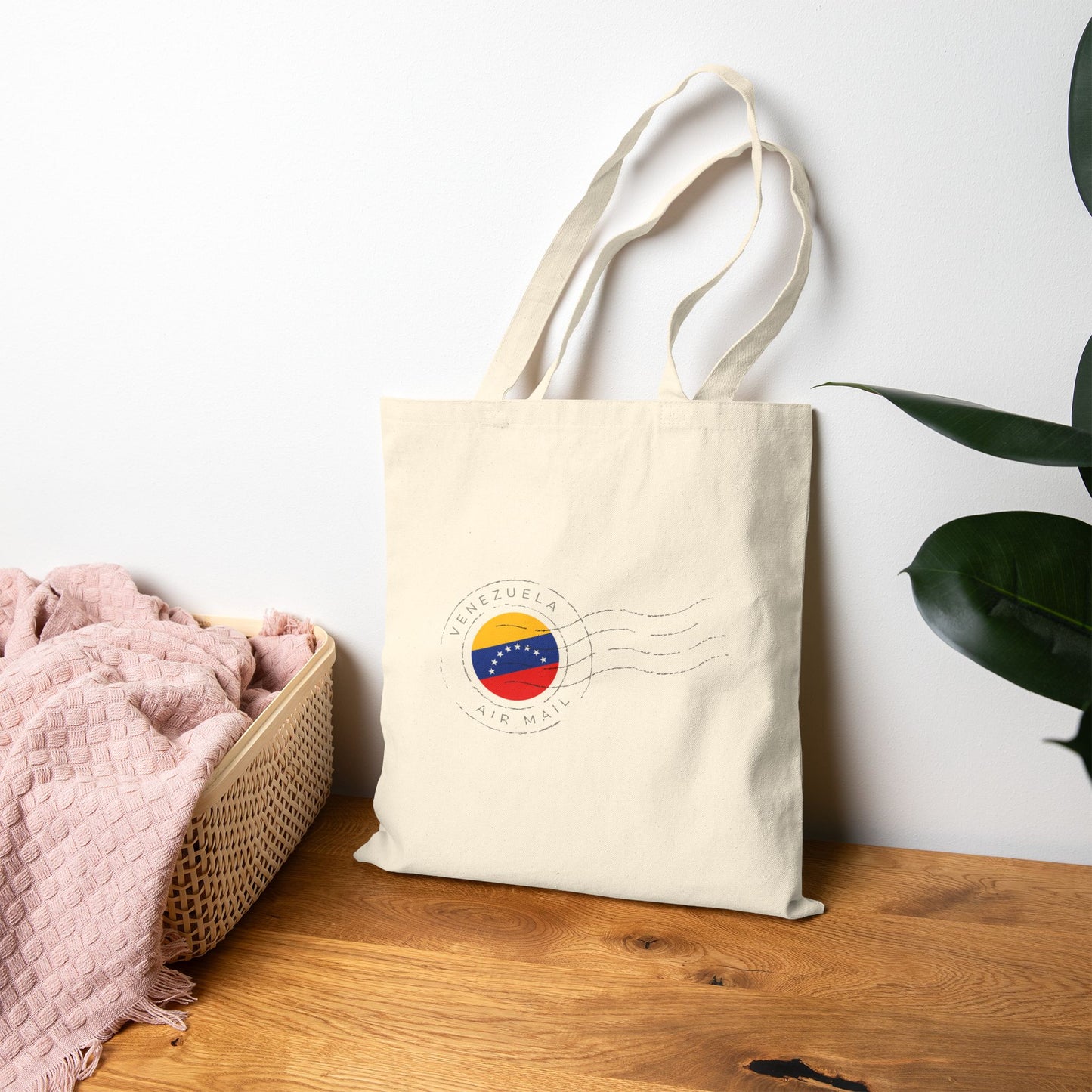 Venezuela Vintage Postage Stamp Canvas Tote Bag | Eco-Friendly Reusable Shopping Bag