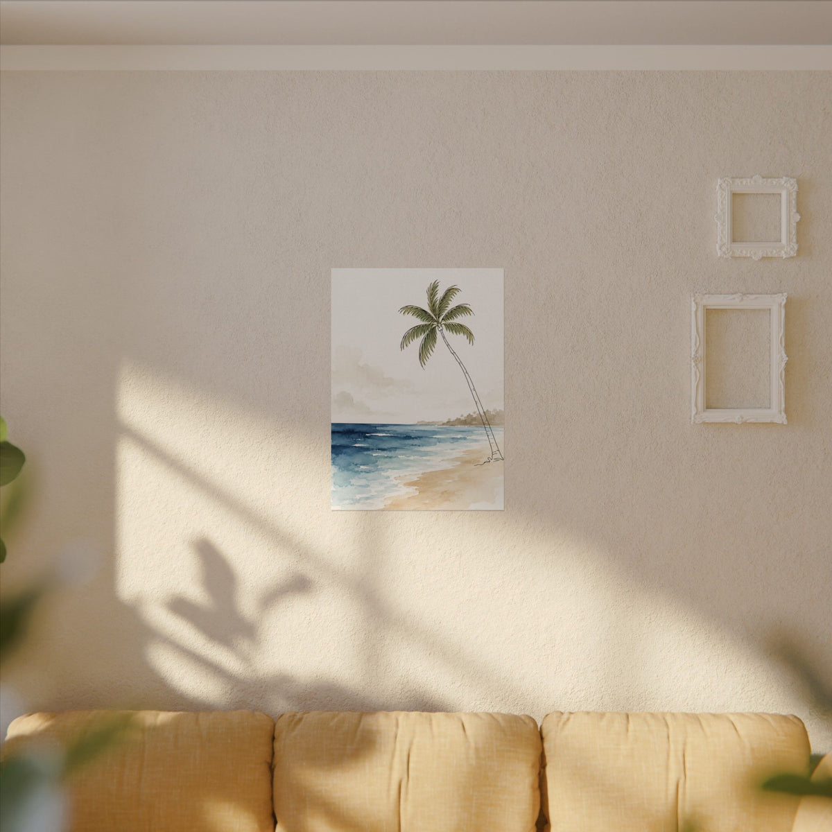 Coastal Beach Wall Art – Neutral Tropical Palm Tree Print