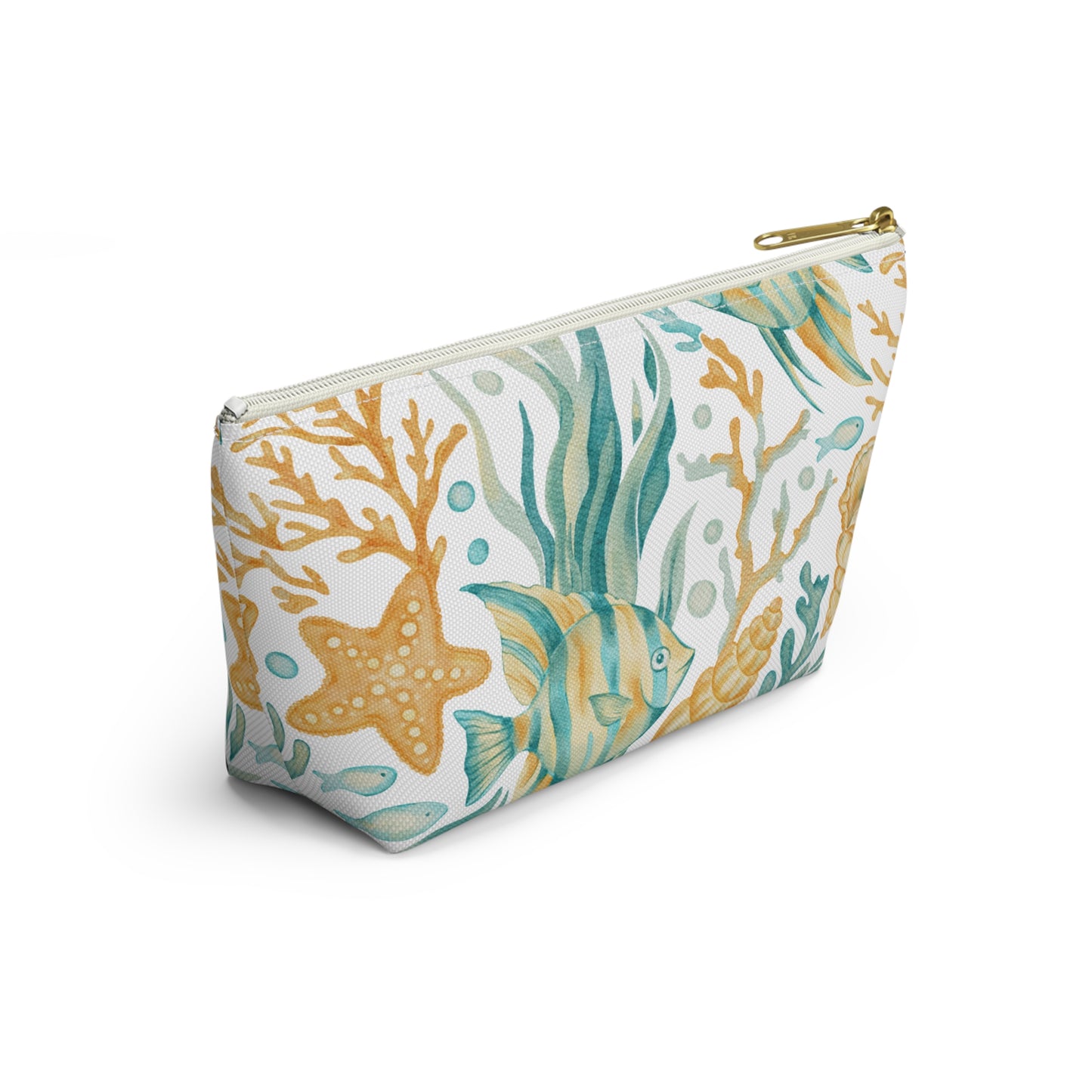 Coastal Coral Reef Cosmetic Pouch | Zipper Makeup Bag